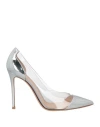 Gianvito Rossi Woman Pumps Silver Size 12 Leather, Rubber