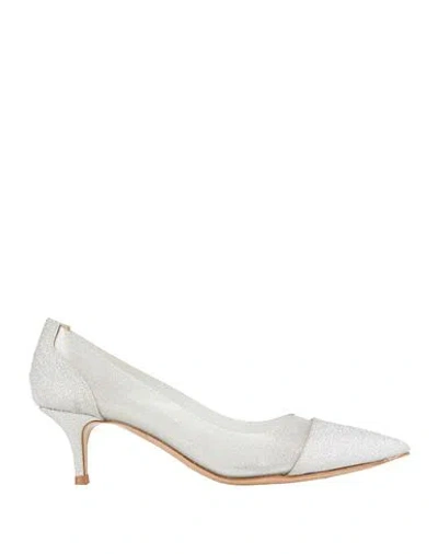 Gianvito Rossi Woman Pumps Silver Size 7.5 Leather, Pvc - Polyvinyl Chloride