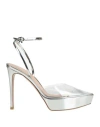 Gianvito Rossi Woman Sandals Silver Size 7.5 Leather, Pvc - Polyvinyl Chloride In Silver