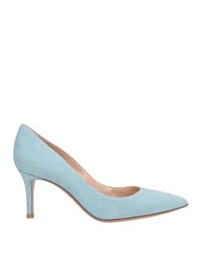 Gianvito Rossi Woman Pumps Sky Blue Size 5 Leather