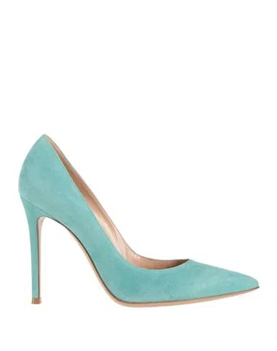 Gianvito Rossi Woman Pumps Sky Blue Size 7.5 Soft Leather