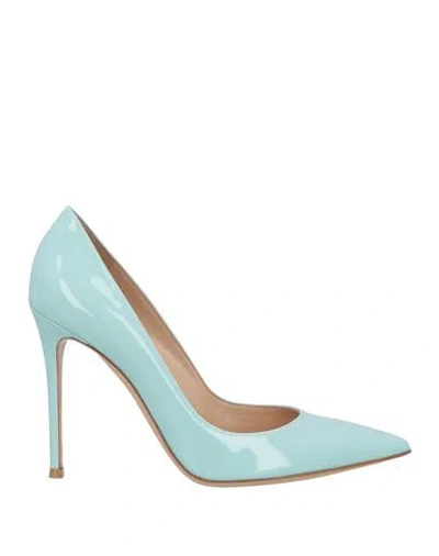 Gianvito Rossi Woman Pumps Sky Blue Size 8 Leather
