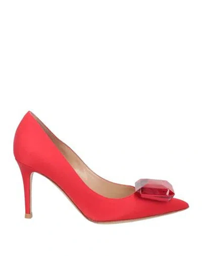 Gianvito Rossi Woman Pumps Tomato Red Size 4 Textile Fibers