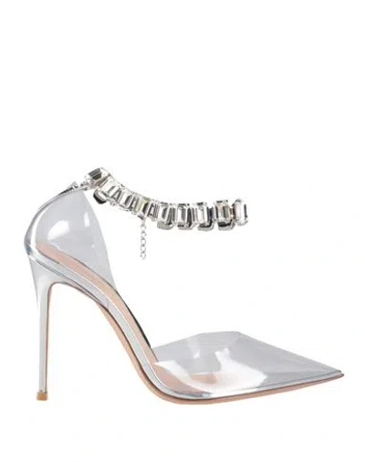 Gianvito Rossi Woman Pumps Transparent Size 7 Leather, Textile Fibers