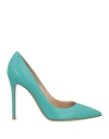 Gianvito Rossi Woman Pumps Turquoise Size 11 Leather In Blue