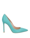 Gianvito Rossi Woman Pumps Turquoise Size 5 Soft Leather In Blue