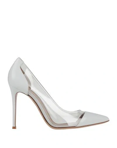 Gianvito Rossi Woman Pumps White Size 11.5 Calfskin, Pvc - Polyvinyl Chloride
