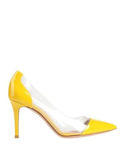 Gianvito Rossi Woman Pumps Yellow Size 5.5 Soft Leather, Pvc - Polyvinyl Chloride