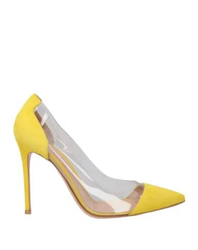 Gianvito Rossi Woman Pumps Yellow Size 8 Leather, Pvc - Polyvinyl Chloride