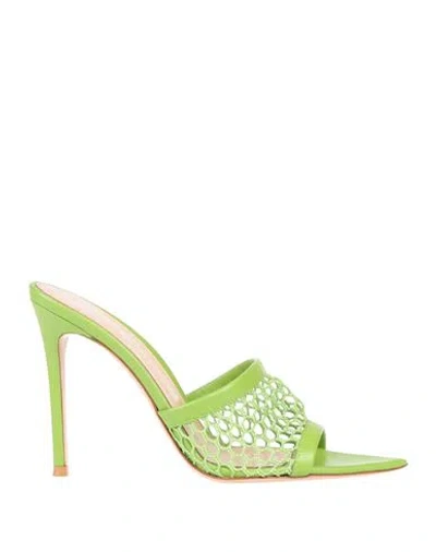 Gianvito Rossi Woman Sandals Lime Green Size 7 Textile Fibers, Leather