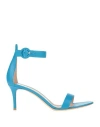 Gianvito Rossi Woman Sandals Azure Size 11.5 Soft Leather In Blue