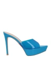Gianvito Rossi Woman Sandals Azure Size 9.5 Rubber, Soft Leather In Blue
