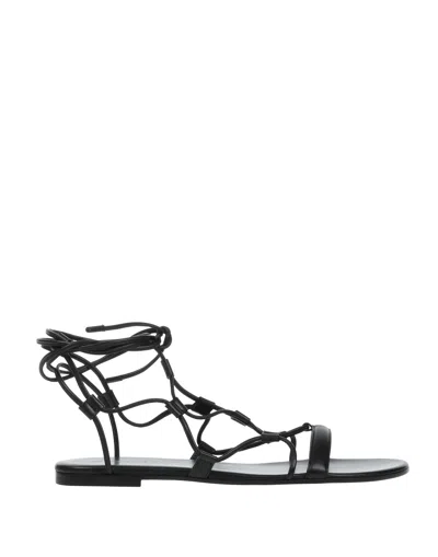 Gianvito Rossi Giza Lace-up Leather Sandals In Black