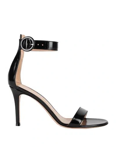 GIANVITO ROSSI GIANVITO ROSSI WOMAN SANDALS BLACK SIZE 8 LEATHER