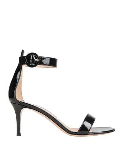 GIANVITO ROSSI GIANVITO ROSSI WOMAN SANDALS BLACK SIZE 8 LEATHER