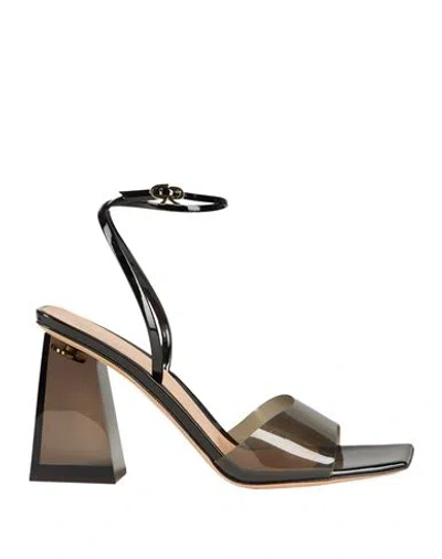 Gianvito Rossi Woman Sandals Black Size 8 Leather, Pvc - Polyvinyl Chloride