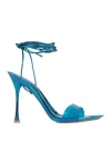 Gianvito Rossi Woman Sandals Blue Size 9 Pvc - Polyvinyl Chloride, Soft Leather