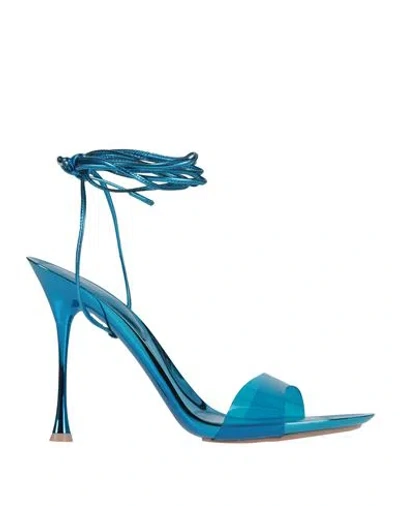 Gianvito Rossi Woman Sandals Blue Size 9 Pvc - Polyvinyl Chloride, Soft Leather