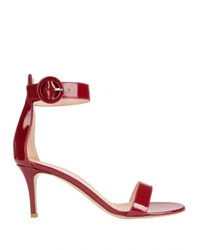 Gianvito Rossi Woman Sandals Brick Size 8 Leather In Red
