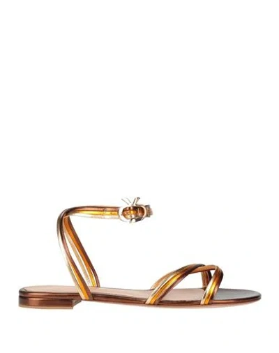 Gianvito Rossi Woman Sandals Bronze Size 8 Leather In Multi
