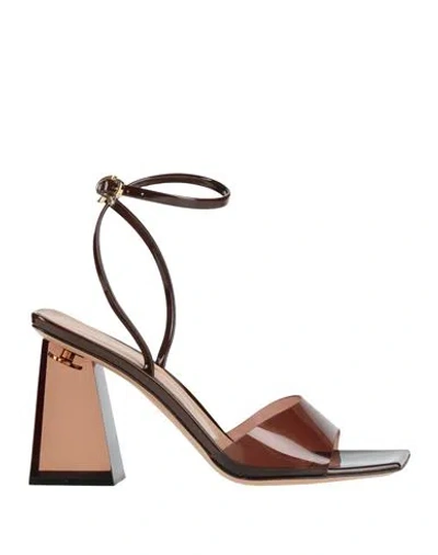 Gianvito Rossi Woman Sandals Brown Size 7 Leather, Pvc - Polyvinyl Chloride In Burgundy