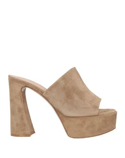 Gianvito Rossi Woman Sandals Camel Size 10.5 Leather In Gold