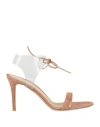 Gianvito Rossi Woman Sandals Camel Size 5.5 Soft Leather, Plastic In Beige