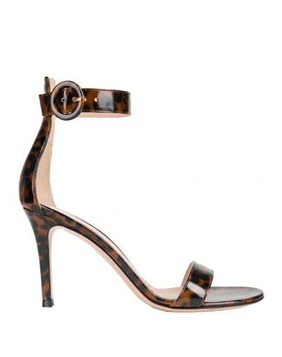 Gianvito Rossi Woman Sandals Camel Size 8 Leather