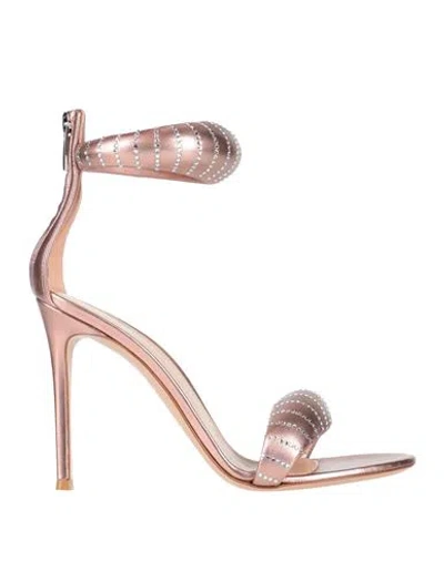 Gianvito Rossi Woman Sandals Copper Size 8 Soft Leather In Gray
