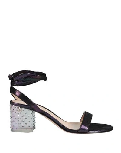 Gianvito Rossi Woman Sandals Dark Purple Size 8 Leather, Synthetic Fibers
