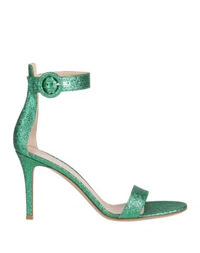 Gianvito Rossi Woman Sandals Emerald Green Size 8 Textile Fibers