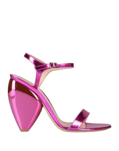 Gianvito Rossi Woman Sandals Fuchsia Size 5.5 Leather In Pink