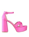 Gianvito Rossi Woman Sandals Fuchsia Size 7 Textile Fibers In Pink