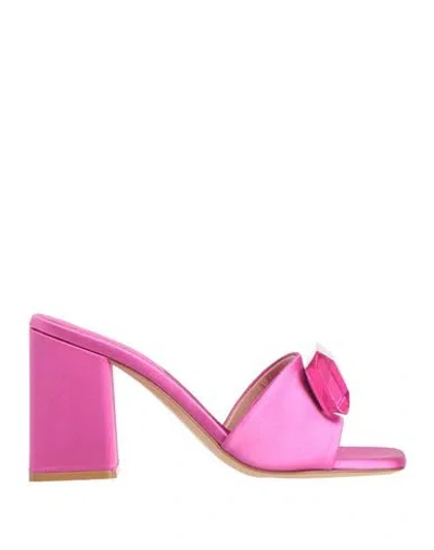 Gianvito Rossi Woman Sandals Fuchsia Size 8 Textile Fibers In Pink