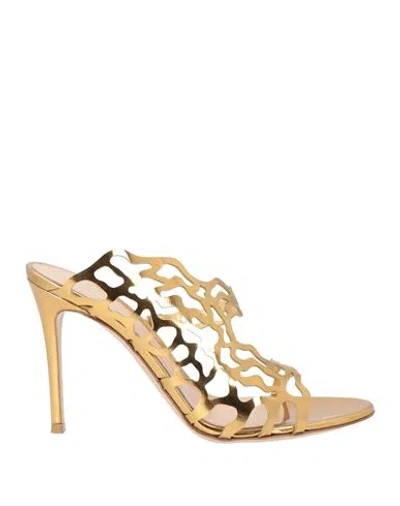 Gianvito Rossi Laser-cut Metallic Leather Mules In Brown