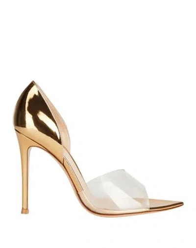 Gianvito Rossi Woman Sandals Gold Size 8 Leather, Pvc - Polyvinyl Chloride