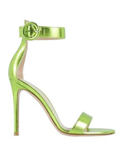 Gianvito Rossi Woman Sandals Green Size 5 Leather In Green