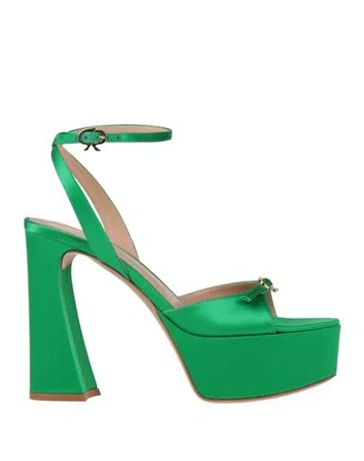 Gianvito Rossi Woman Sandals Green Size 6 Textile Fibers