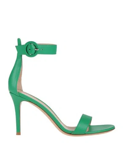 Gianvito Rossi Woman Sandals Green Size 9 Soft Leather