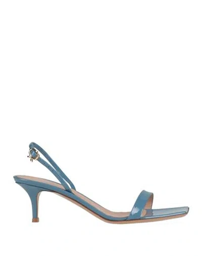 Gianvito Rossi Woman Sandals Light Blue Size 9.5 Leather