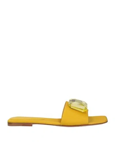 Gianvito Rossi Woman Sandals Mustard Size 8 Textile Fibers