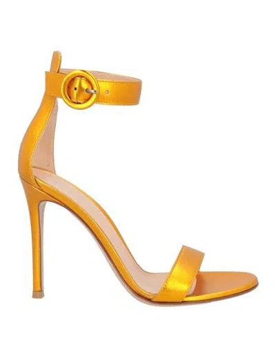 Gianvito Rossi Woman Sandals Orange Size 8 Leather In Orange