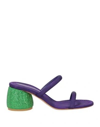 Gianvito Rossi Woman Sandals Purple Size 6 Textile Fibers
