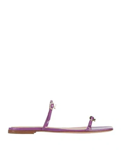 Gianvito Rossi Woman Sandals Purple Size 9 Leather