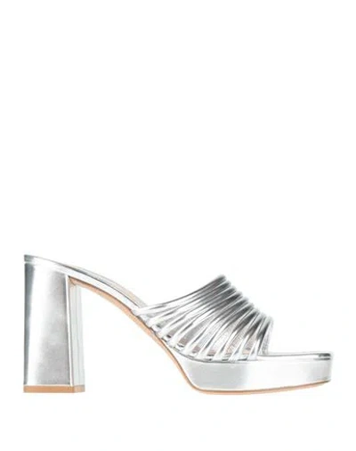 Gianvito Rossi Woman Sandals Silver Size 11.5 Leather
