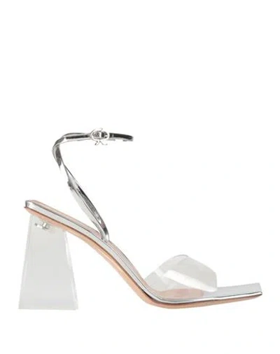 GIANVITO ROSSI GIANVITO ROSSI WOMAN SANDALS SILVER SIZE 5 LEATHER, PLASTIC