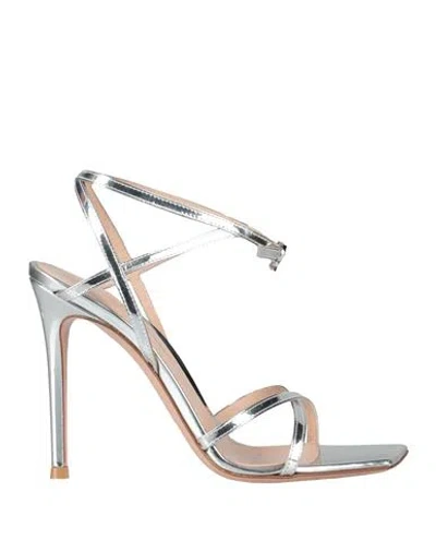 Gianvito Rossi Woman Sandals Silver Size 5.5 Leather In Metallic