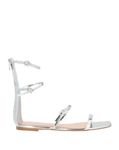 Gianvito Rossi Ribbon Downtown Mirrored-leather Sandals In Silver