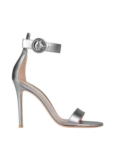Gianvito Rossi Woman Sandals Silver Size 6 Leather