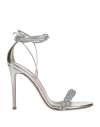 GIANVITO ROSSI GIANVITO ROSSI WOMAN SANDALS SILVER SIZE 6 SOFT LEATHER, CRYSTAL